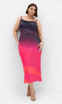 Ombre Cowl Dress - berry multi