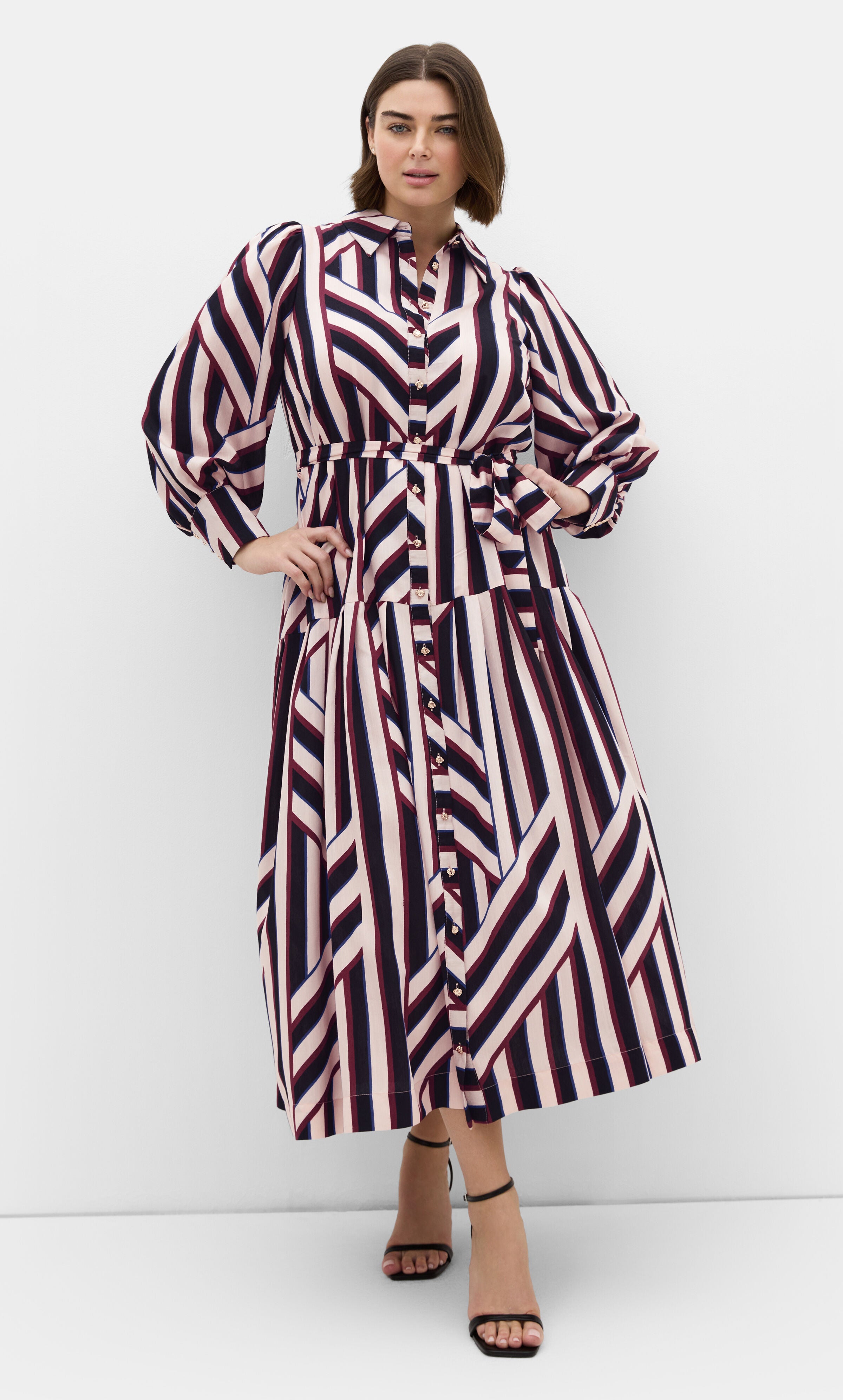 Timeless Stripe Long Sleeve Maxi Dress, BLACK, on-hover image number 1