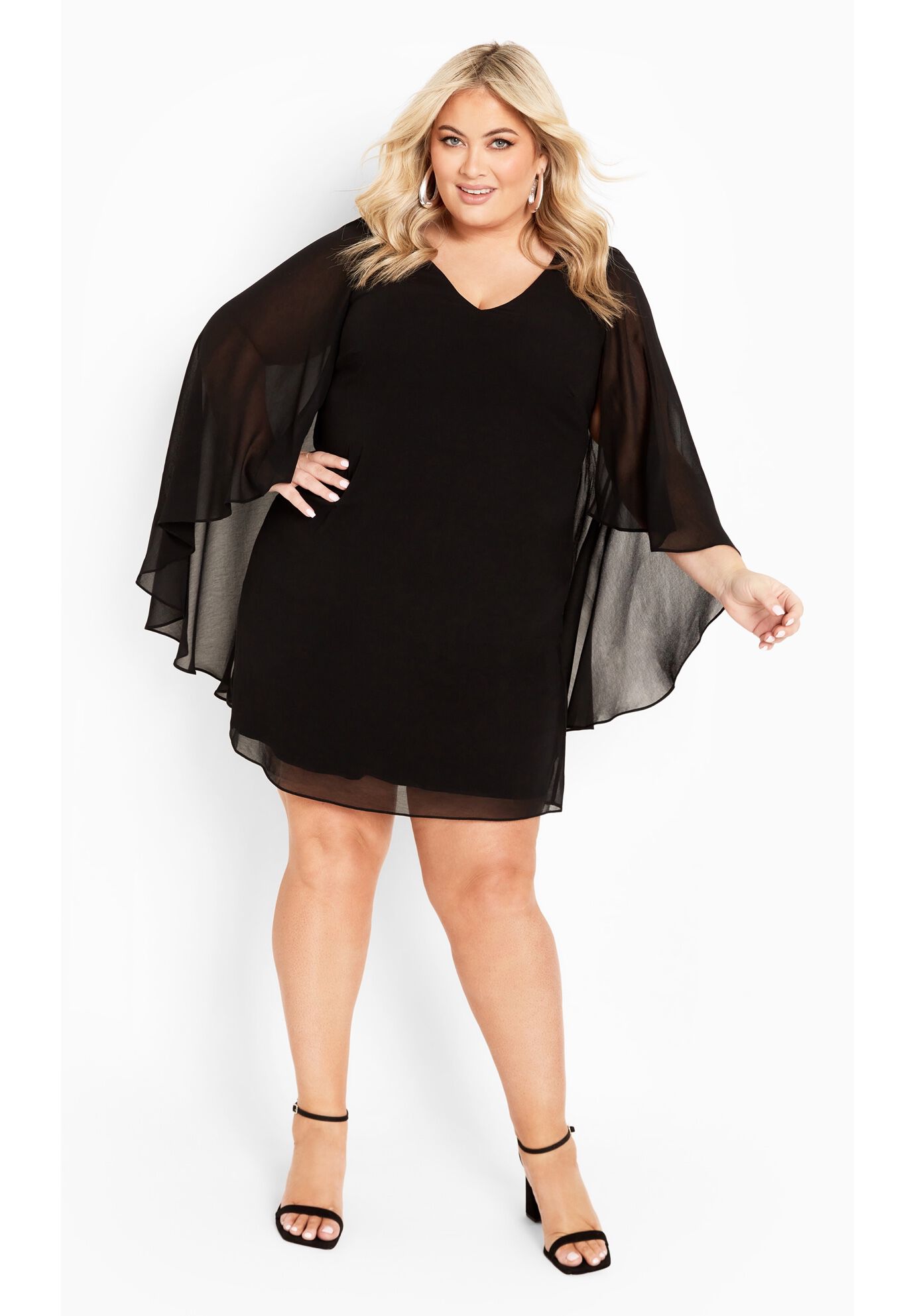 Nina Cape Dress, BLACK, alternate image number 2