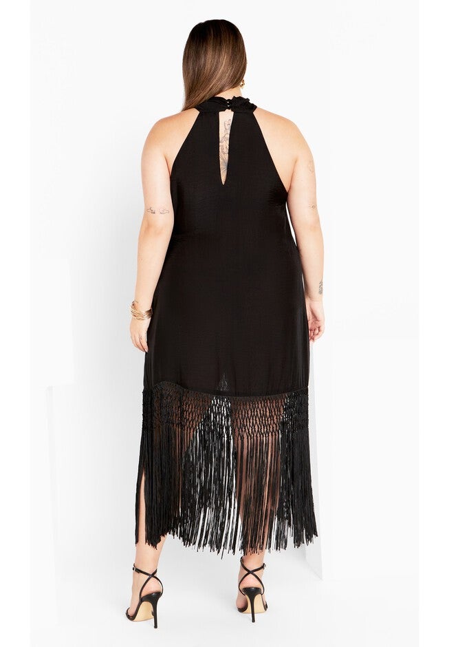 Calypso Fringe Dress - black, BLACK, on-hover image number 1
