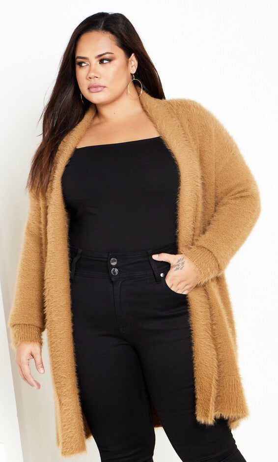 Fluffy Cardigan - caramel, BROWN, hi-res image number null