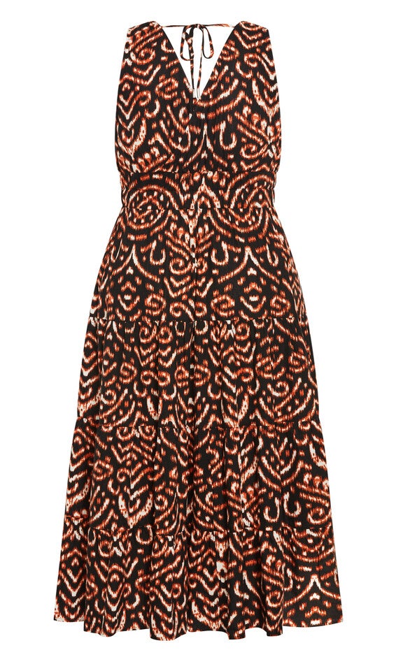 Amara Print Maxi Dress - marsala, IKAT, alternate image number 3