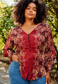 Plus Size Boho Floral Top