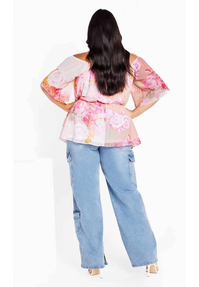 Adelina Print Top - sunset haze, PINK, alternate image number 3