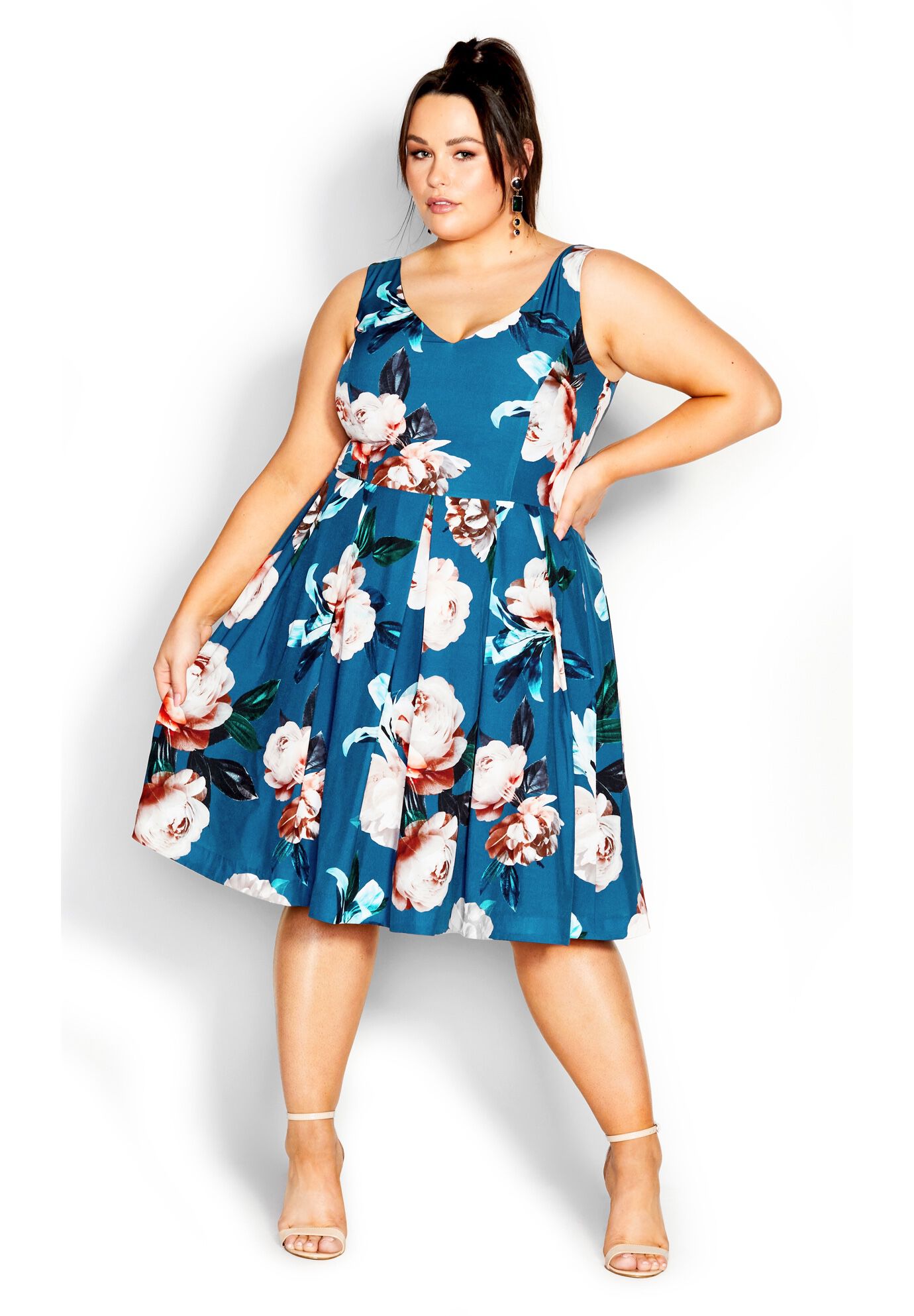 Sandra Dress - teal, TEAL CAMILLA FL, on-hover image number 1