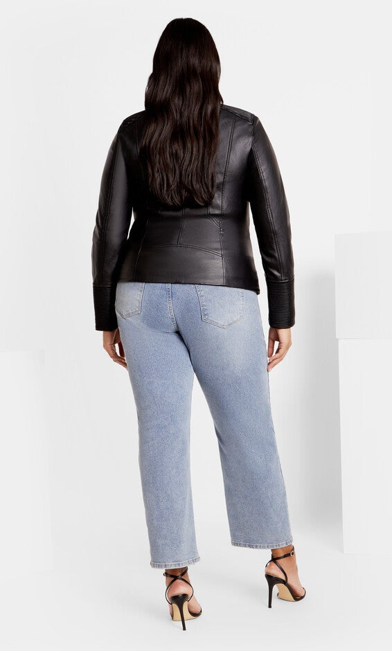 Ribbed Biker Jacket - black, BLACK, alternate image number 4