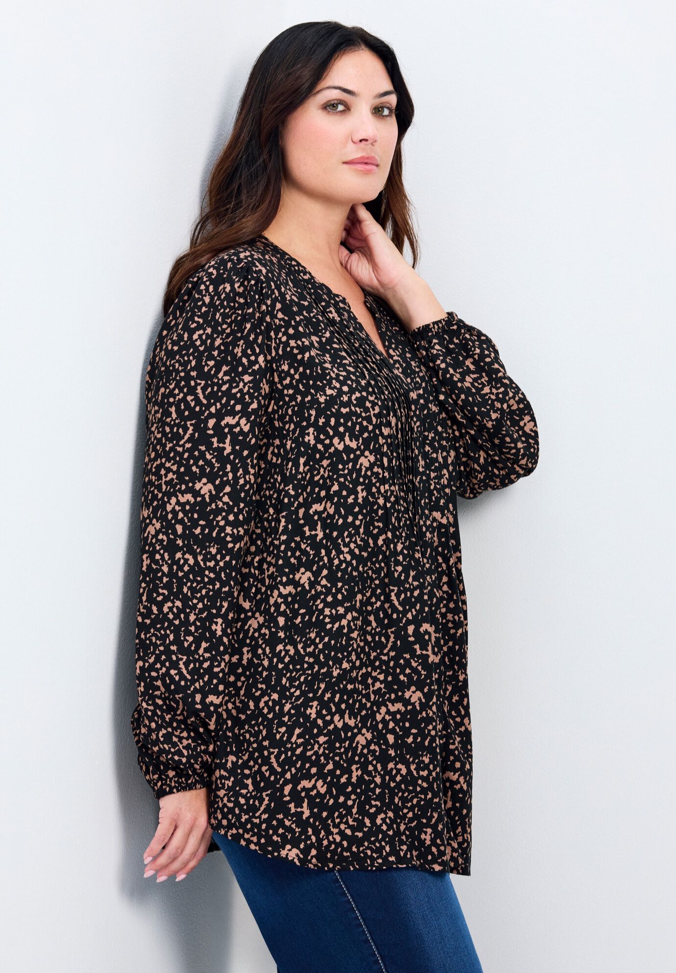 Olivia Pintuck Shirt, PEBBLE, alternate image number 1