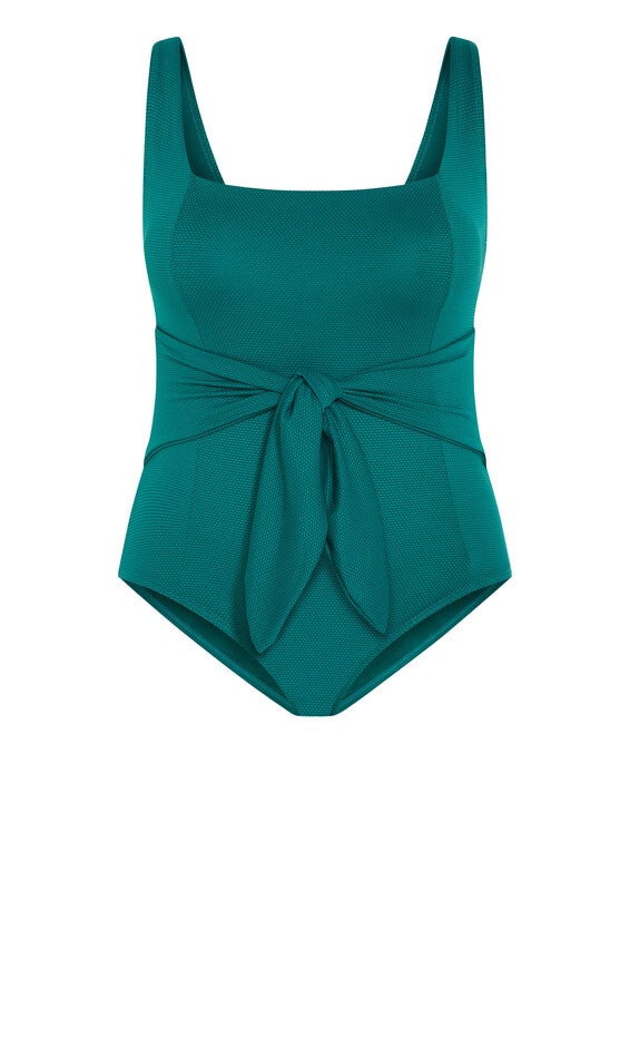 Sardinia Tie Front 1 Piece - emerald, BLACK, alternate image number null