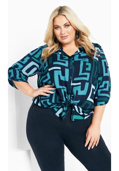 Longline Print Blouse