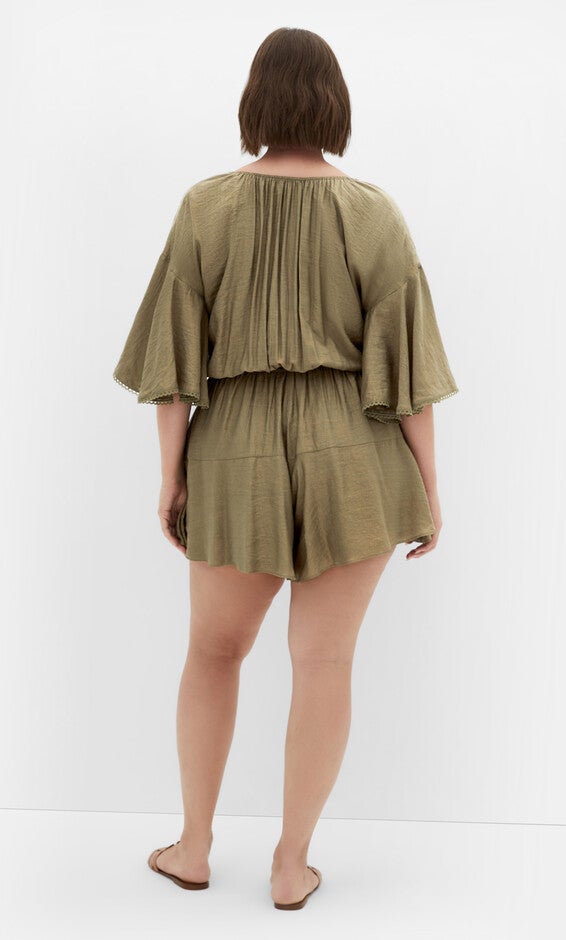 Harlow Lace Playsuit - khaki, GREEN, alternate image number 1
