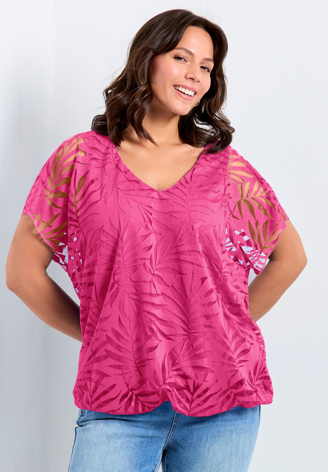 Elora Burnout Top, MAGENTA, on-hover image number 1