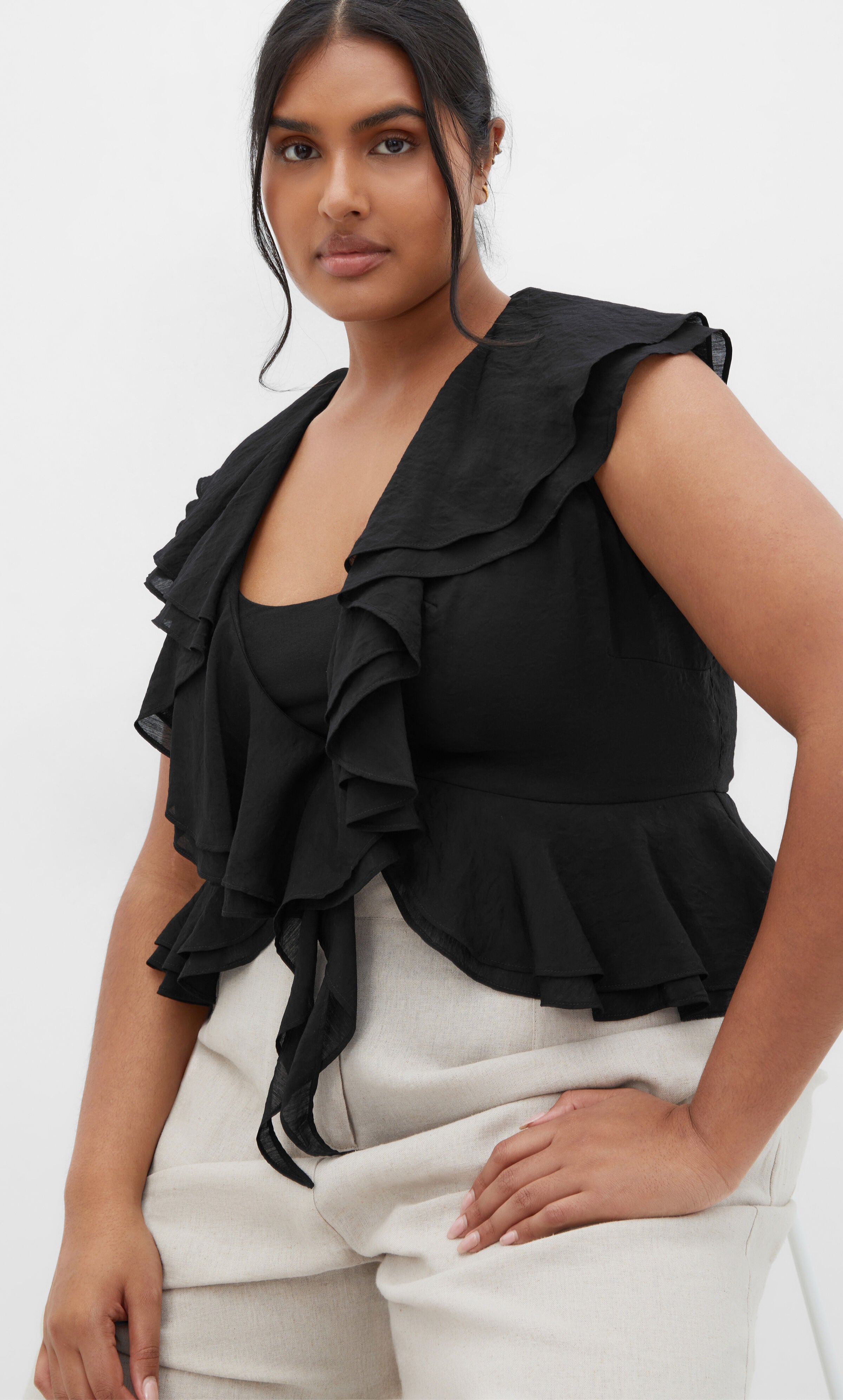 Sweet Ruffle Top - black, BLACK, hi-res image number 0