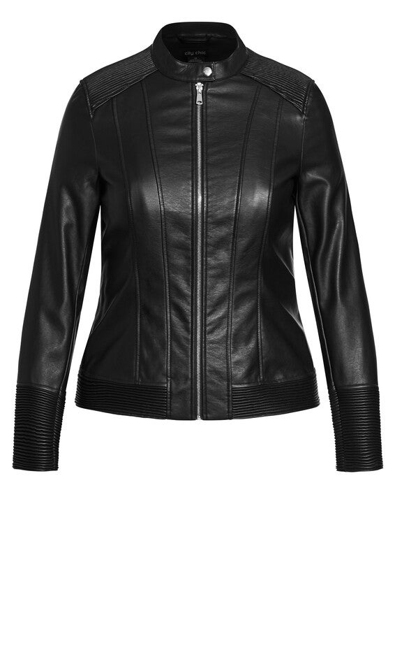 Ribbed Biker Jacket - black, BLACK, alternate image number 6