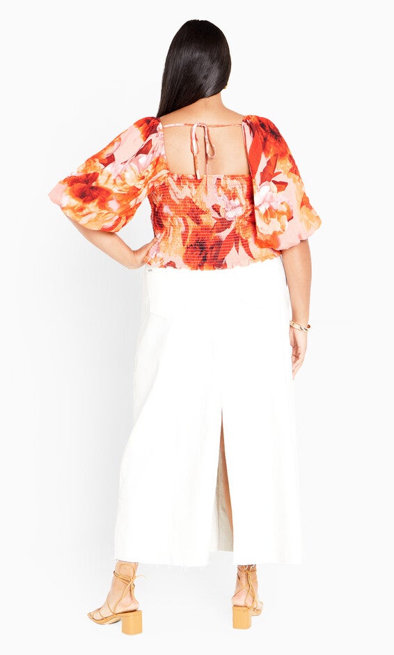 Poppie Print Top - peach, BLACK, alternate image number null