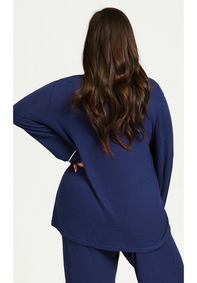 Hacci Button Plain Top, NAVY, on-hover image number 1