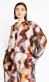 Sheer Lover Print Shirt - white
