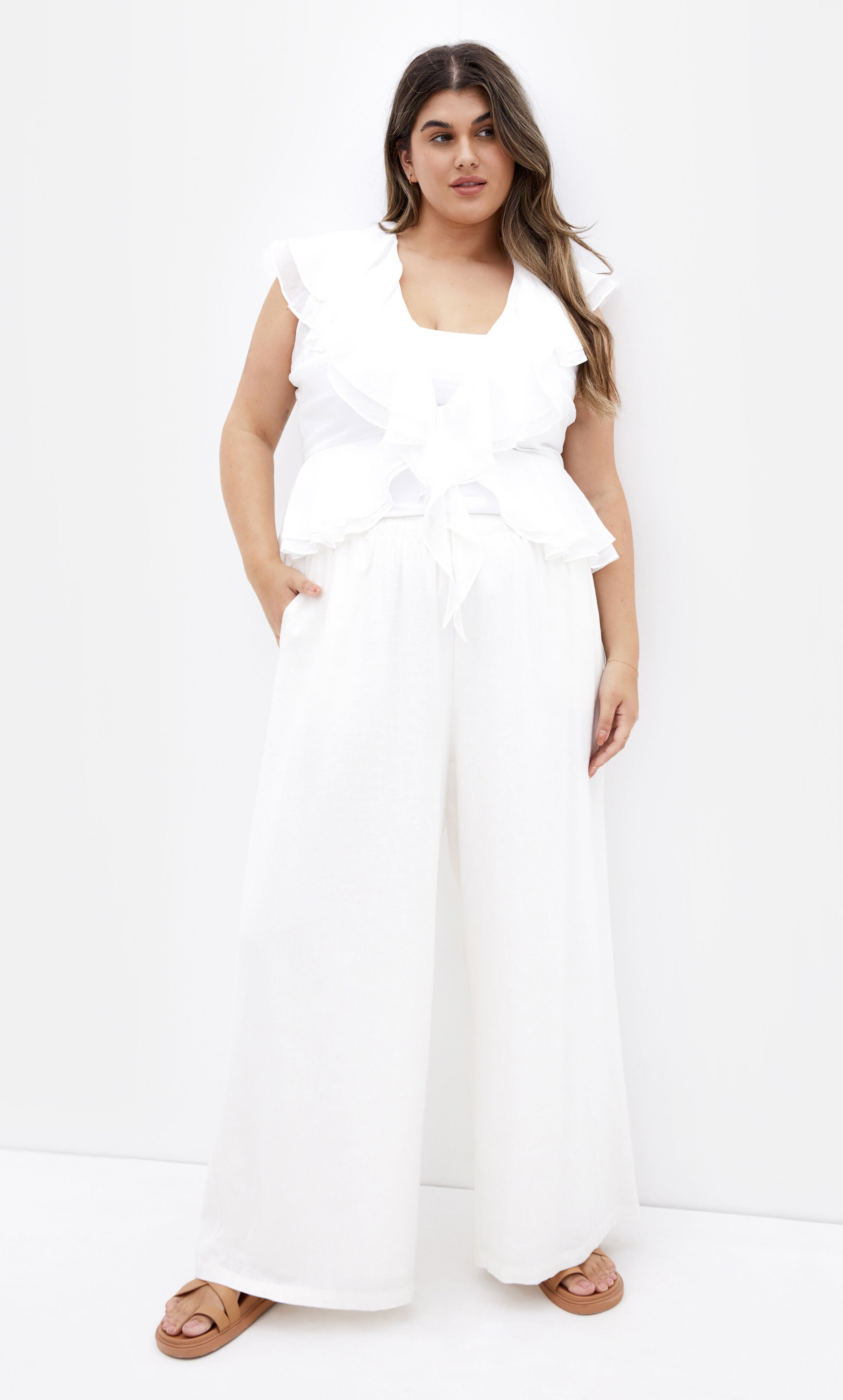 Sweet Ruffle Top - ivory, WHITE, alternate image number 1