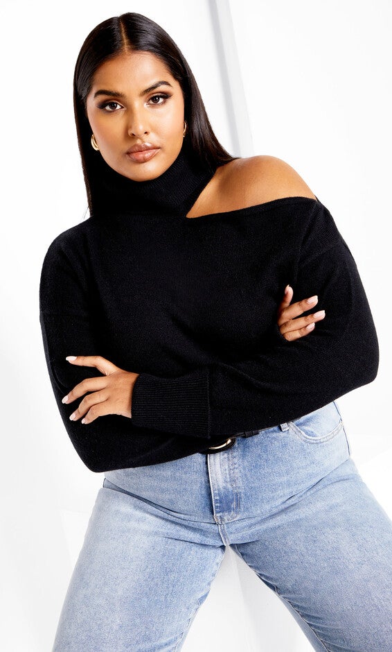 Cold Shoulder Jumper - black, BLACK, alternate image number 3