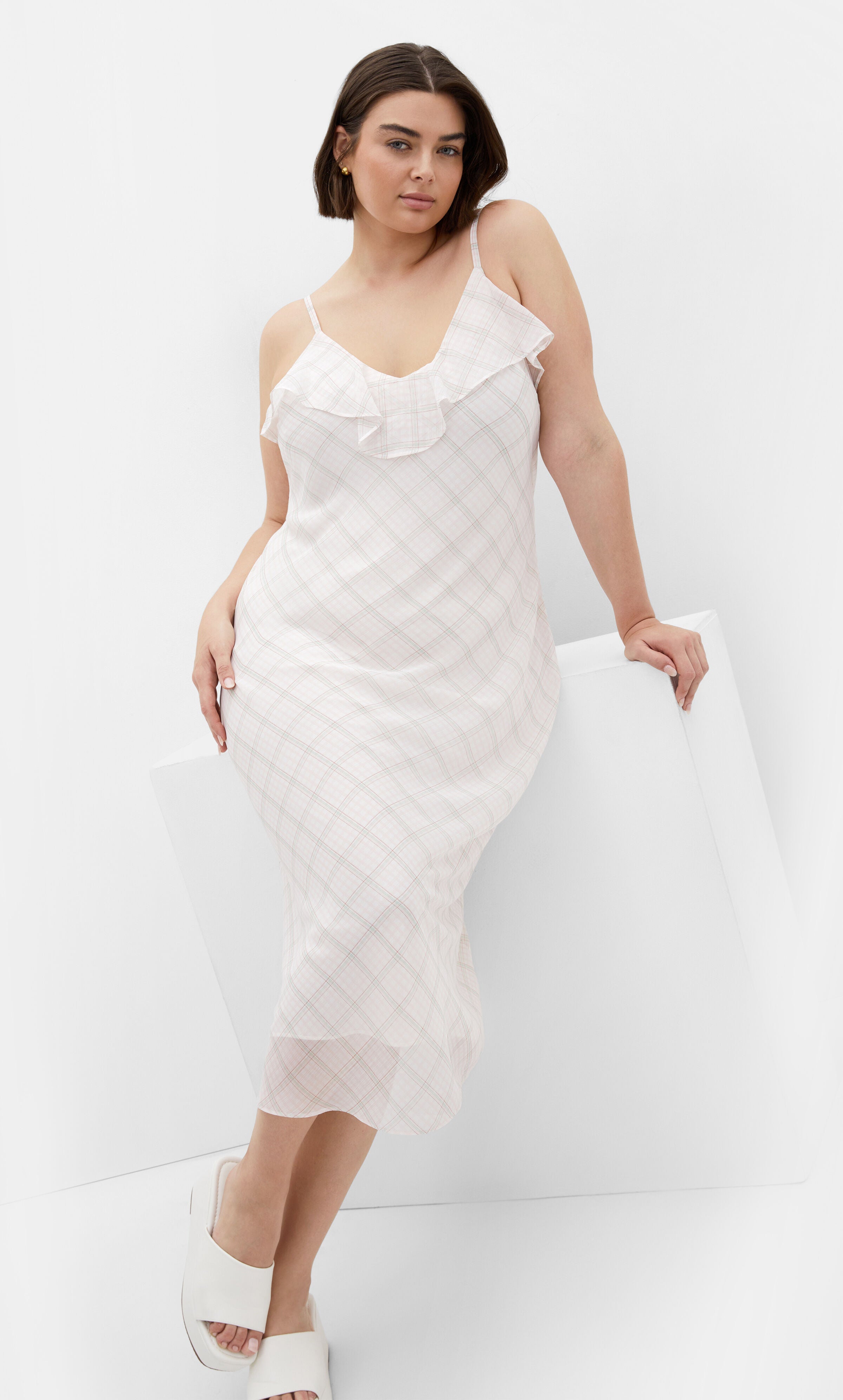 Ria Gingham Dress - ivory, BEIGE, alternate image number 2