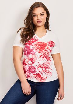 V-Neck Short Sleeve Graphic Tee