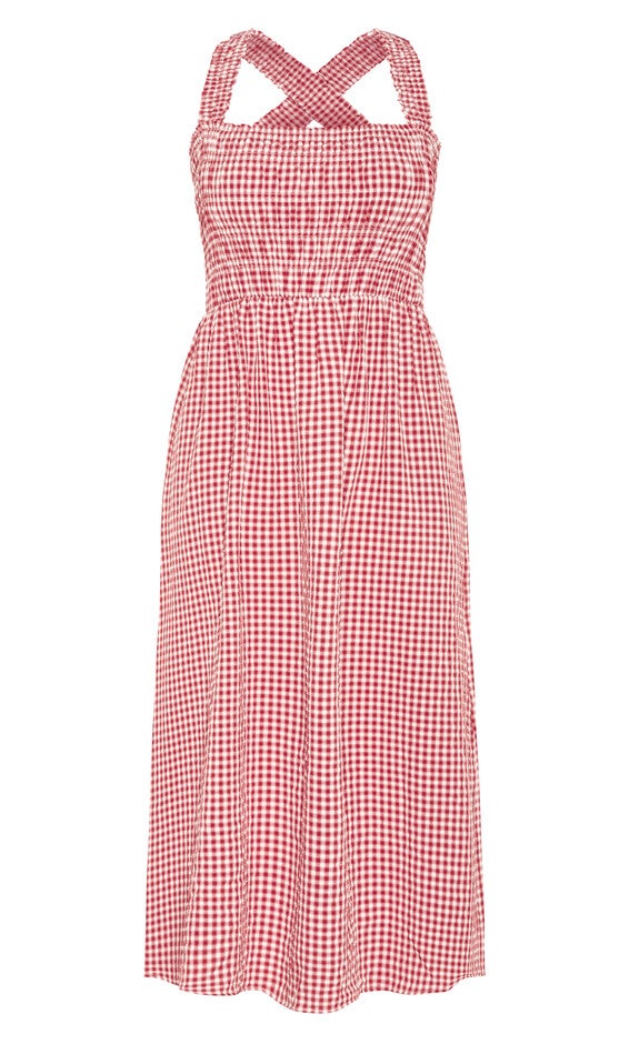 Cute Gingham Maxi Dress - red, RED, alternate image number 4