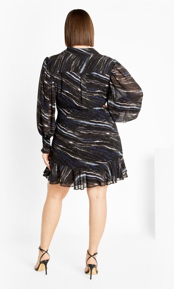 Sheer Lover Print Dress - marble, BLACK, alternate image number 2