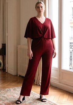Twist Cape Metallic Jumpsuit