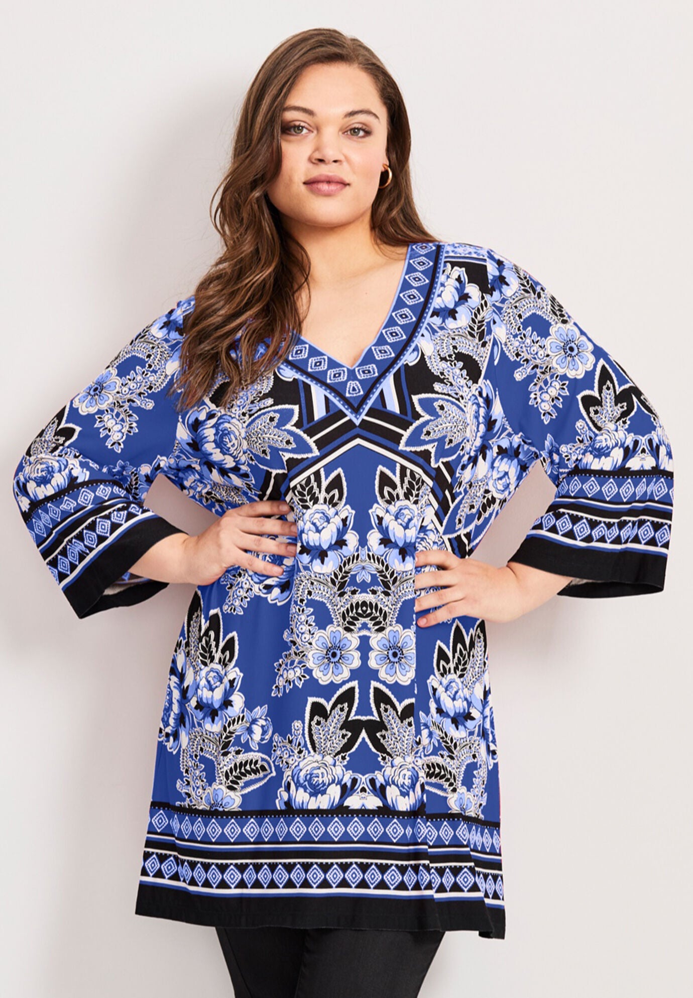 Scarf Print Tunic, SAPPHIRE SCARF PRINT, on-hover image number 1