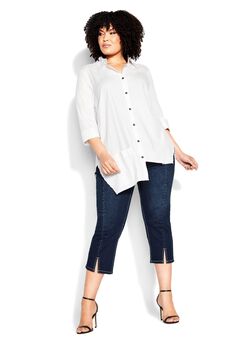 Slit Denim Capri