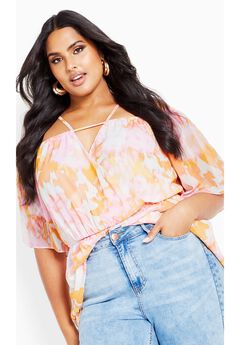 Adelina Print Top - sunset haze