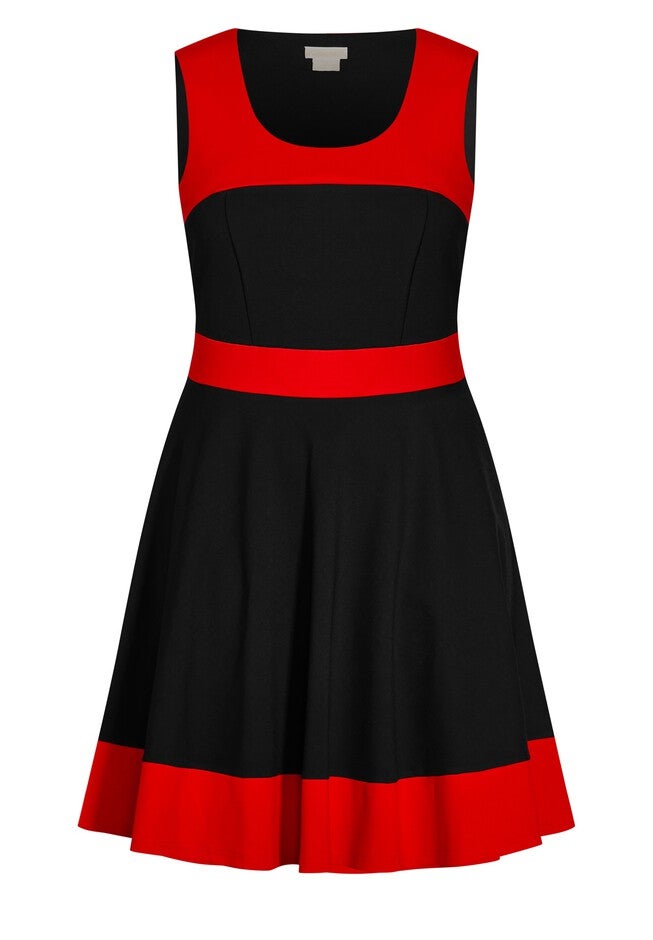Retro Splice Dress - red, BLACK, alternate image number null