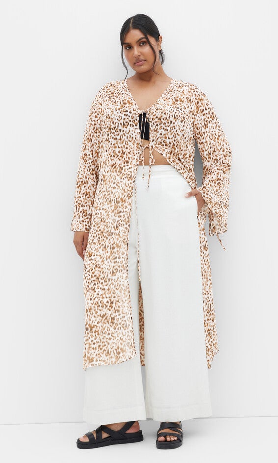 Remi Leopard Print Jacket - print, BROWN, hi-res image number 0
