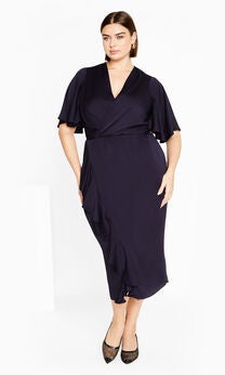 Soft Ruffle Dress - navy
