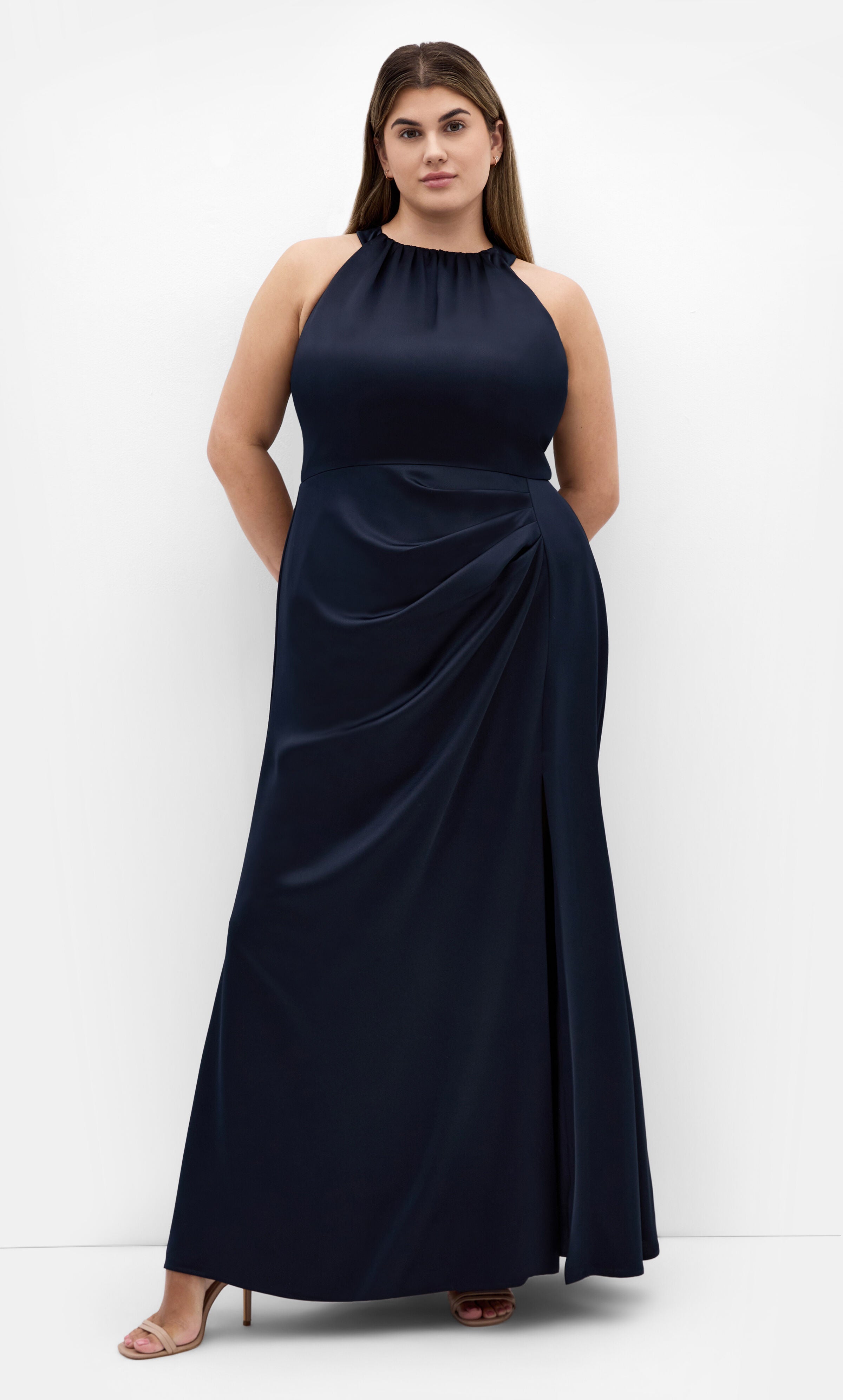 Celina Halter Maxi Dress - navy, NAVY, hi-res image number 0