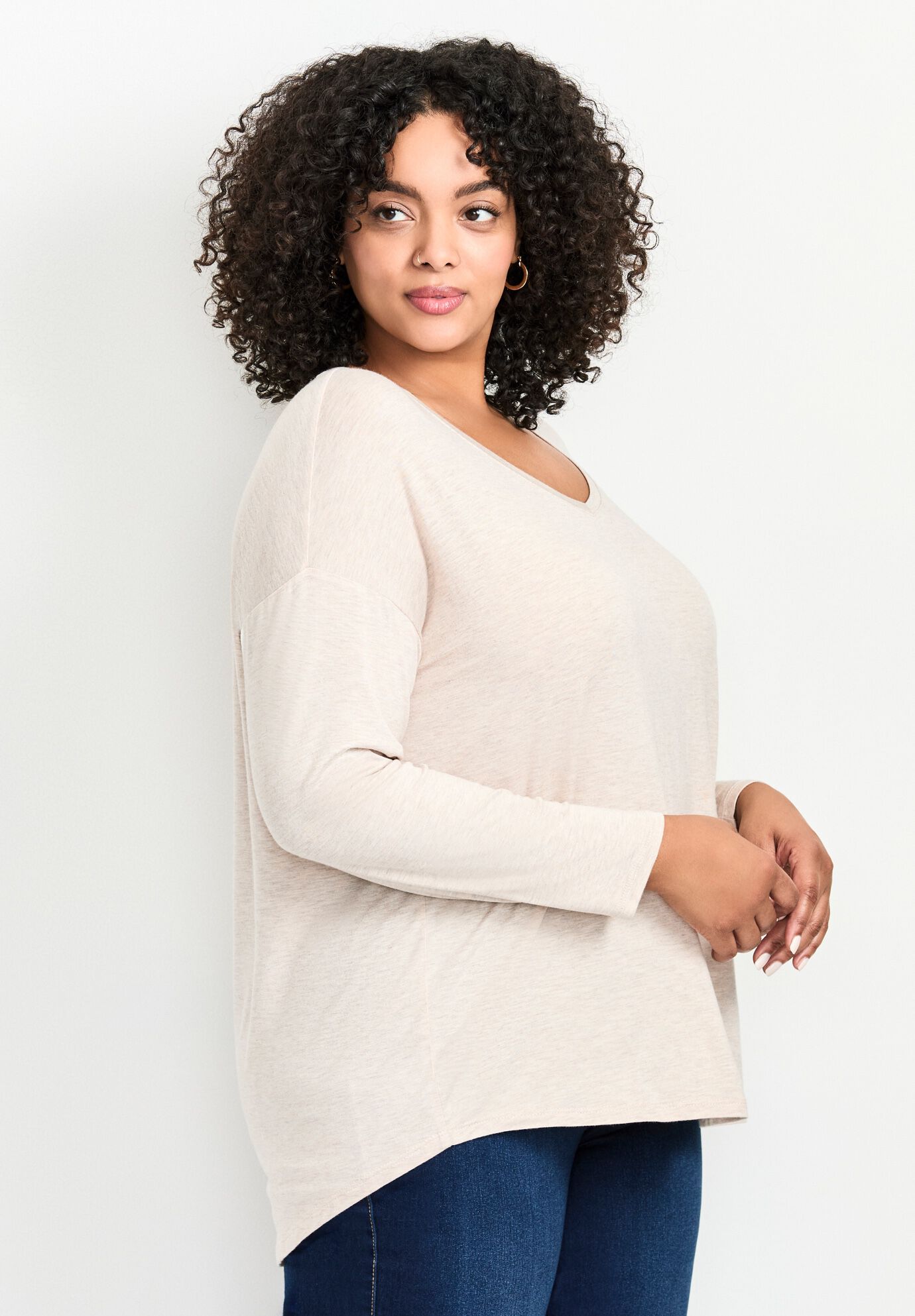 Taya Essential Top, OATMEAL MARLE, alternate image number 3