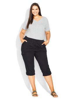 Plus Size Black Pants With Tie Waist