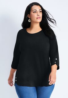 Sabrina Button Detail 3/4 Sleeve Top