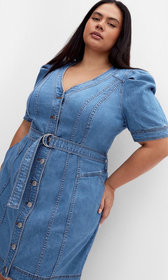 Tayla Dress - mid wash, BLUE, alternate image number 3