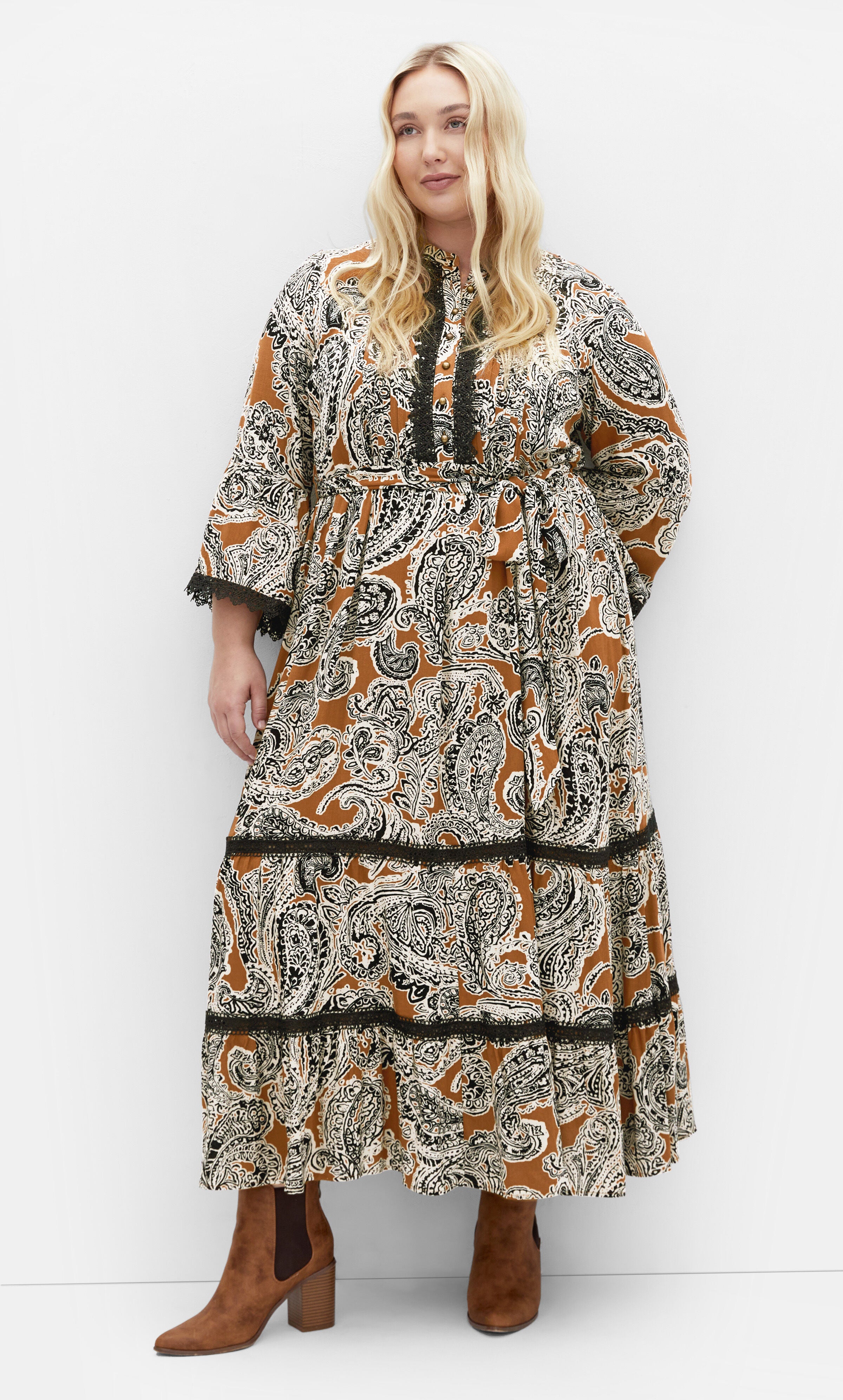 Camille Print Maxi Dress - caramel, BROWN, hi-res image number 0