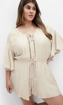 Harlow Lace Playsuit - oat