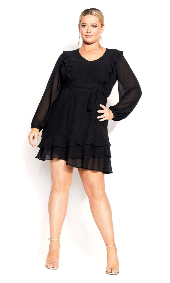 Pretty Ruffle Dress - black, BLACK, alternate image number null