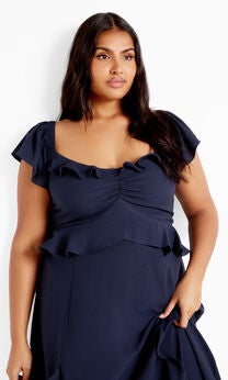 Frill Fee Maxi Dress - navy