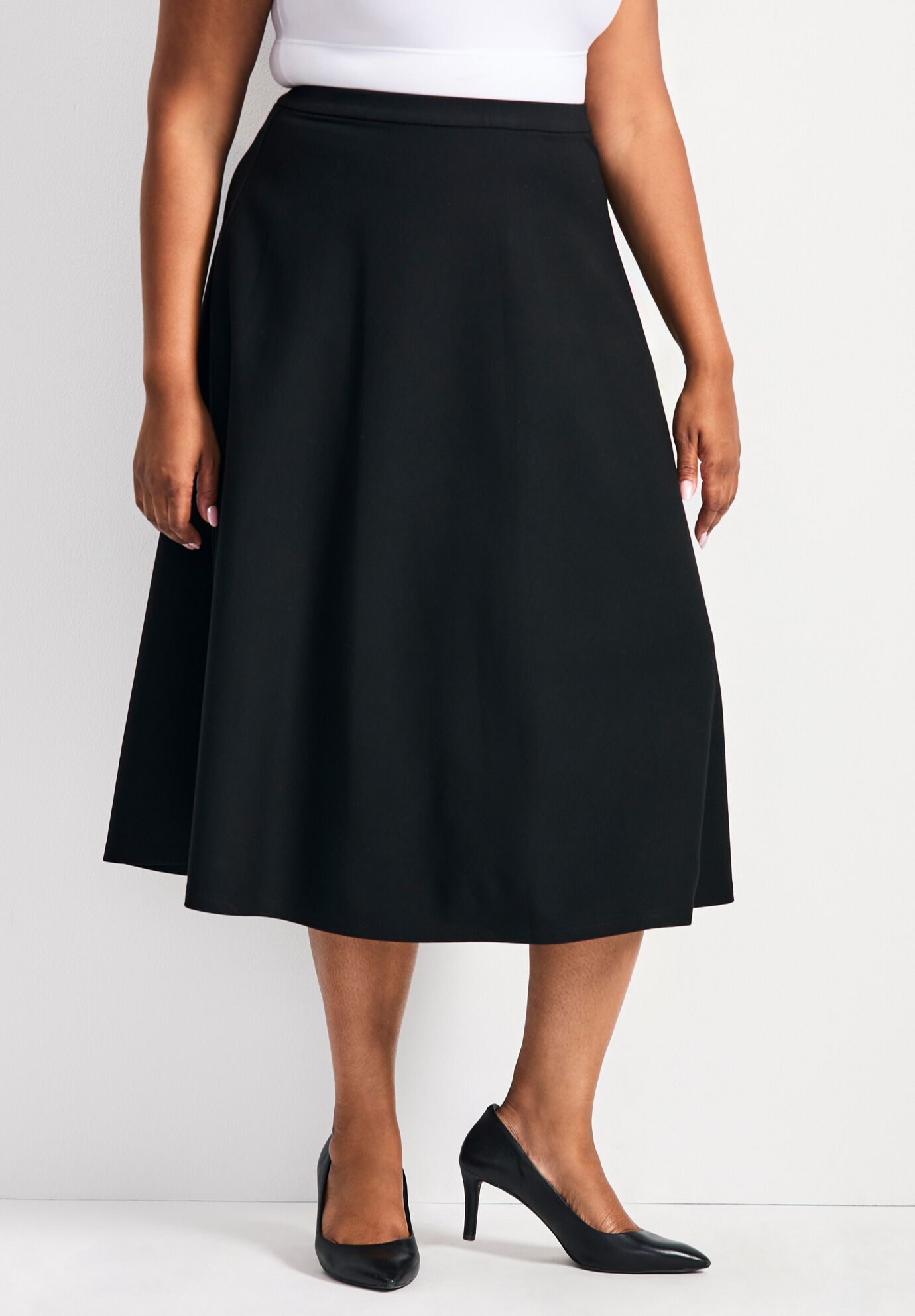 Jada Ponte Swing Skirt, BLACK, alternate image number 4