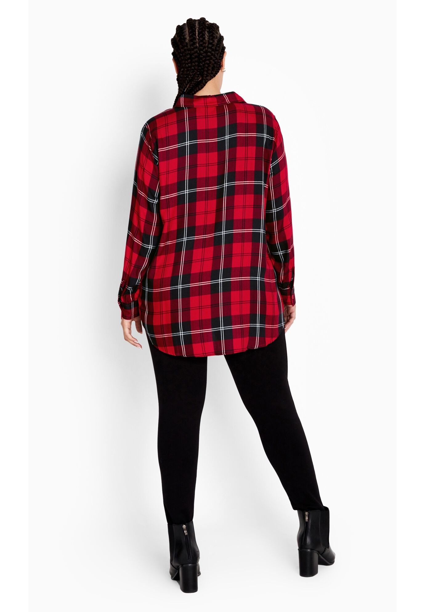 Kylee Plaid Shirt, RED BLACK, alternate image number 2
