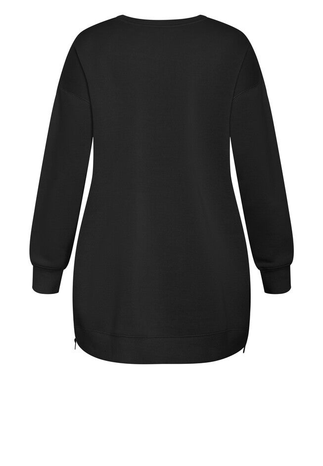 Jade Longline Zip Top, BLACK, alternate image number 3