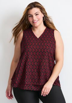 Sleeveless Double Layer Swing Tank