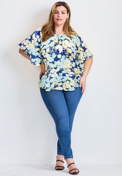 Flutter Sleeve Keyhole Blouse