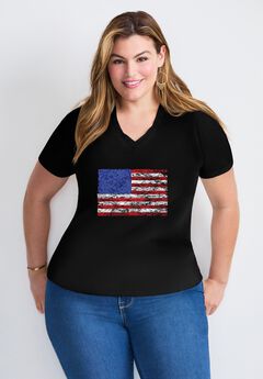 Plus Size V Neck Graphic Tees