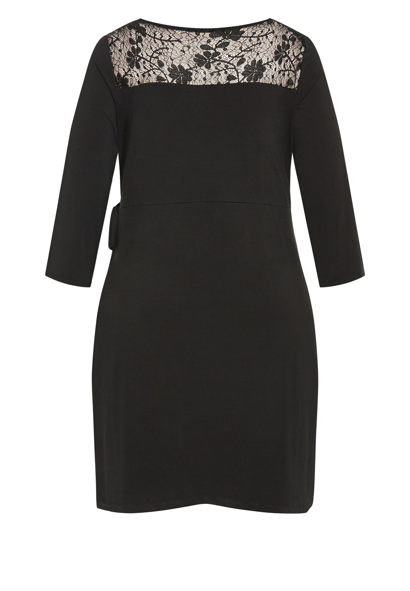 Deanna Wrap Lace Dress, BLACK, alternate image number 4