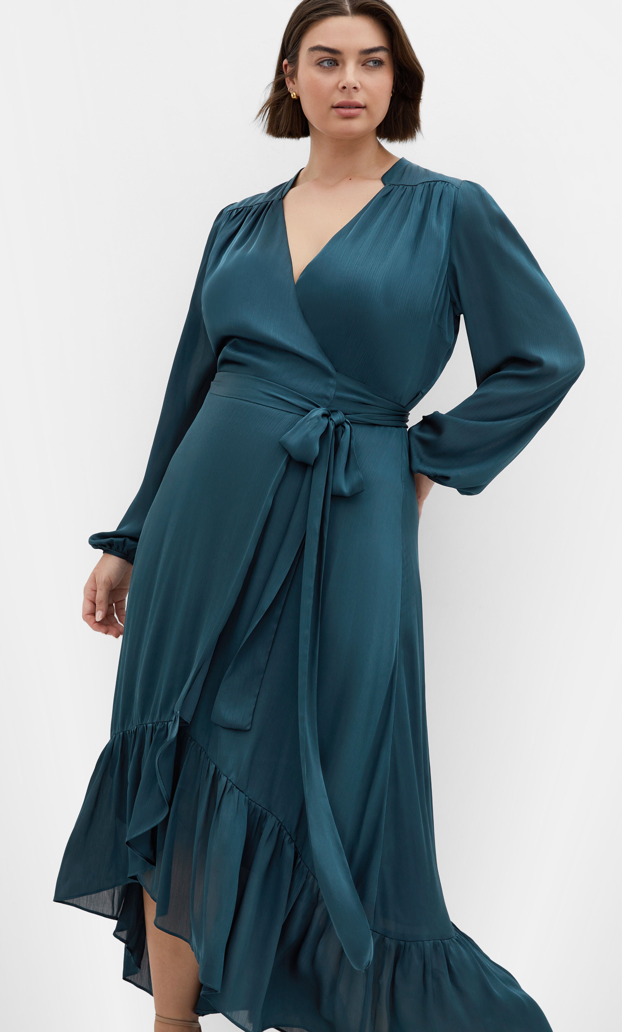 Rylie Wrap Maxi Dress - teal, BLUE, alternate image number 1